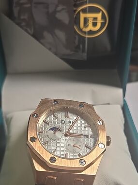 BIBI Luxury Watch Rose Gold Case W/ Black Strap (B0115) )